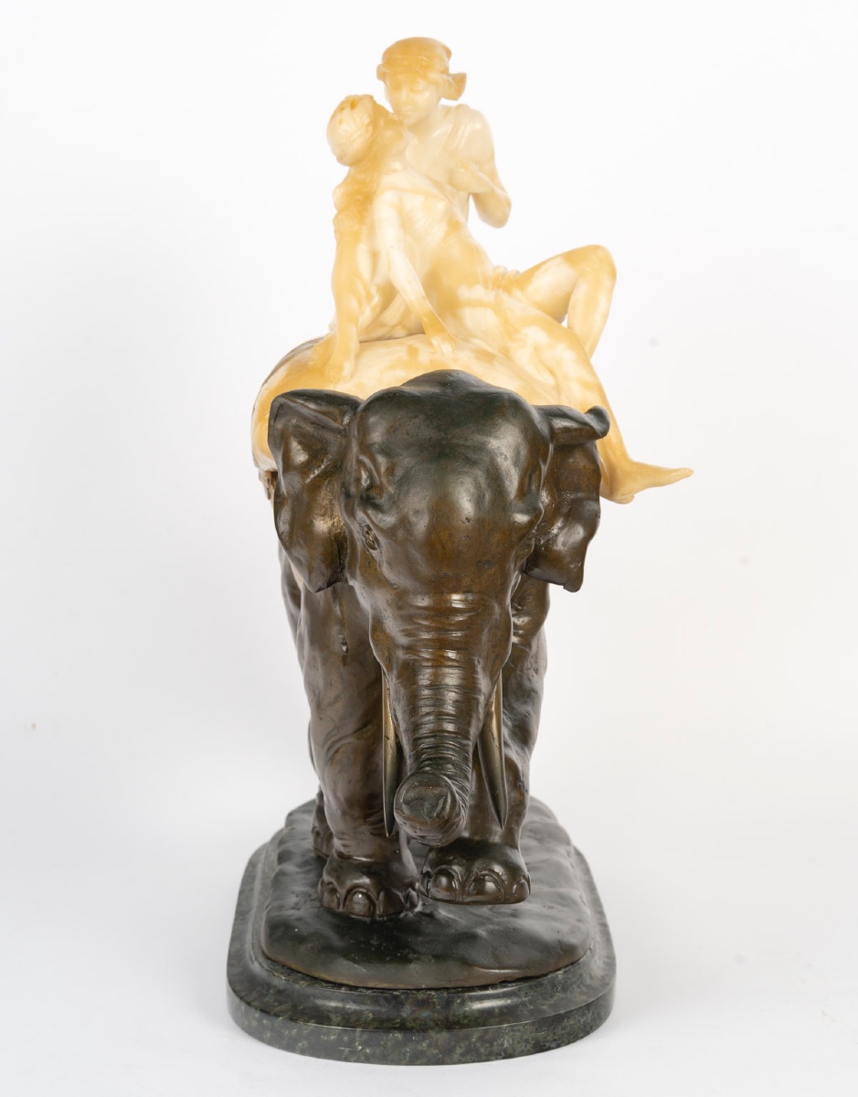 Sculpture en albâtre et bronze, signé R Romano  Romanelli -photo-8