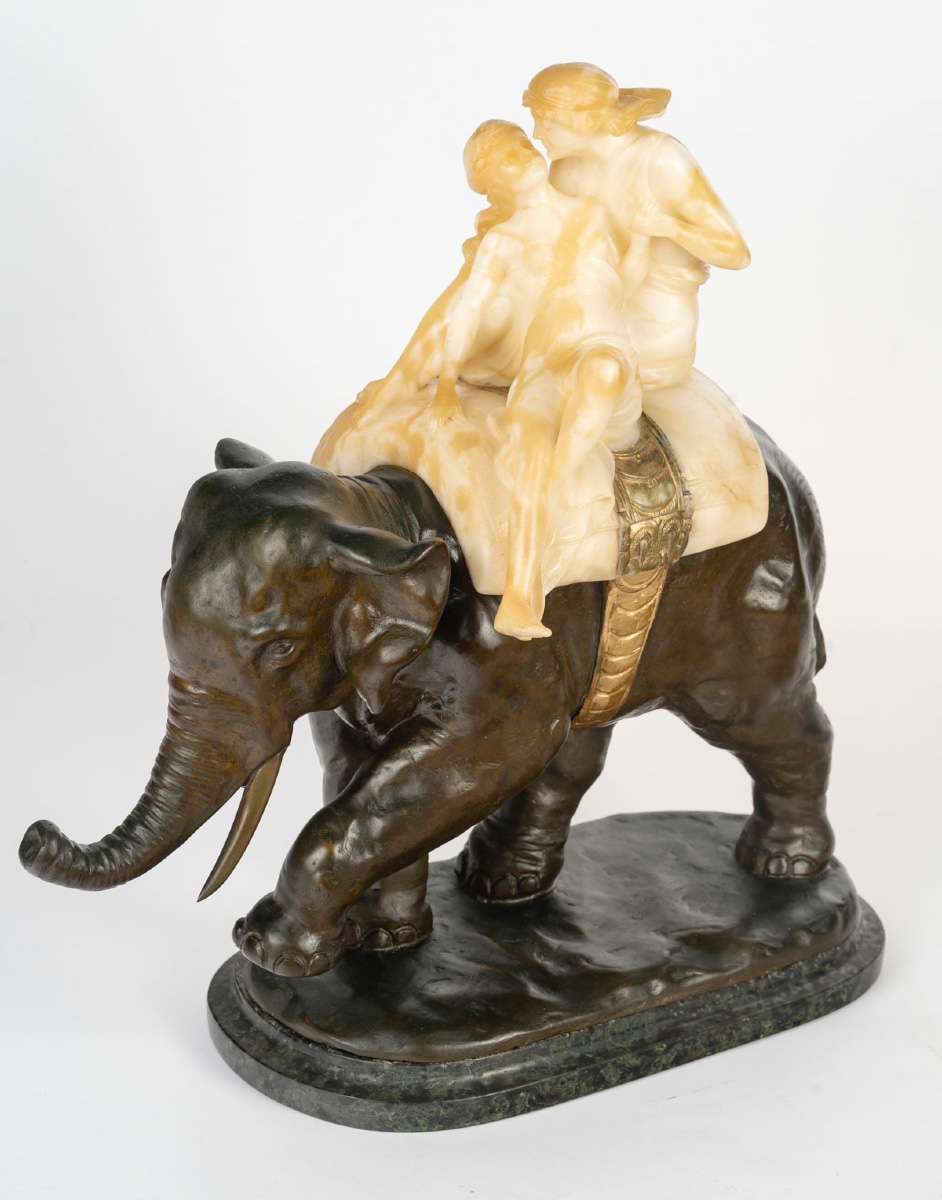 Sculpture en albâtre et bronze, signé R Romano  Romanelli 