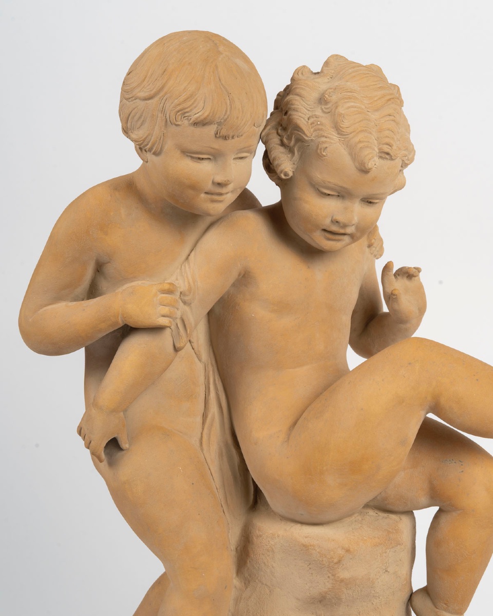 Une sculpture en terre cuite, E BARYER fin XIXème siècle -photo-2