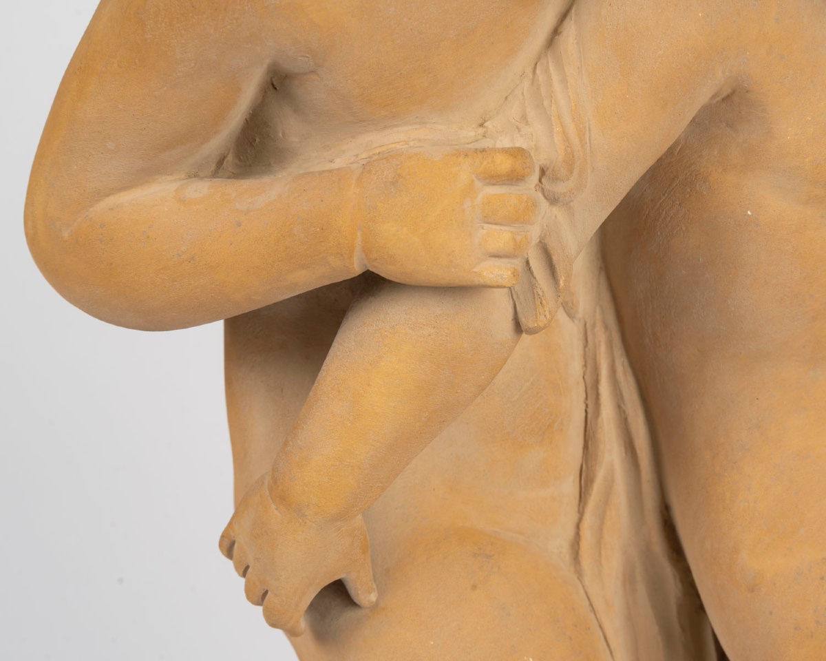Une sculpture en terre cuite, E BARYER fin XIXème siècle -photo-3