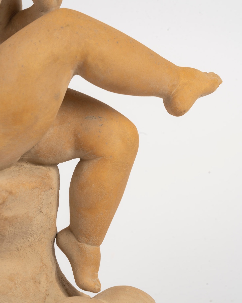 Une sculpture en terre cuite, E BARYER fin XIXème siècle -photo-4