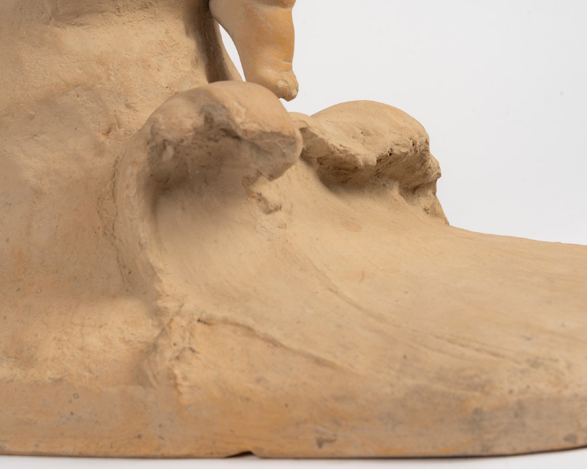 Une sculpture en terre cuite, E BARYER fin XIXème siècle -photo-3