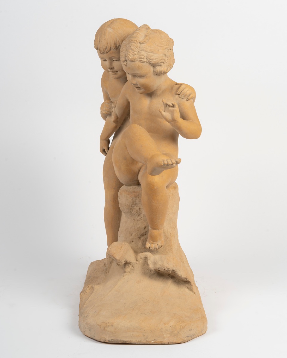 Une sculpture en terre cuite, E BARYER fin XIXème siècle -photo-4