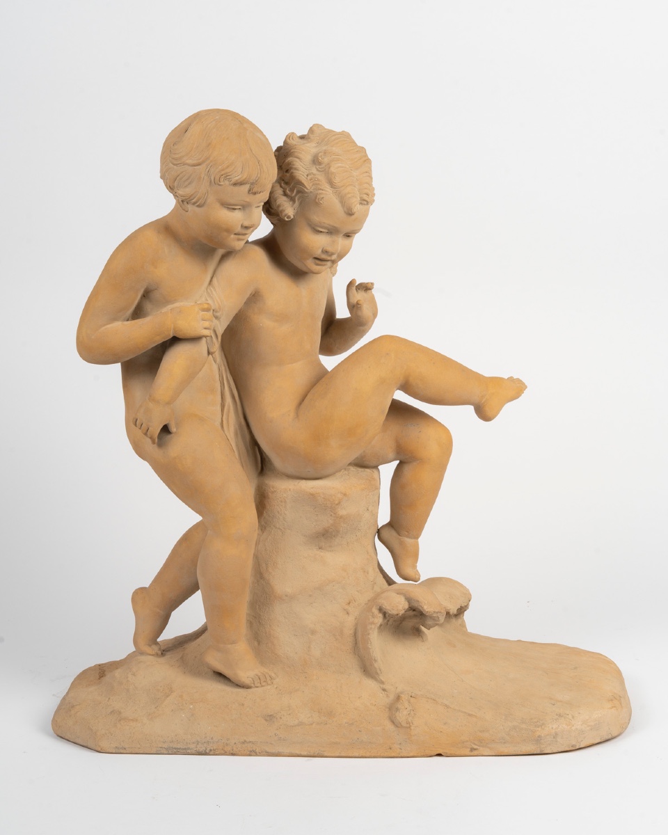 Une sculpture en terre cuite, E BARYER fin XIXème siècle 