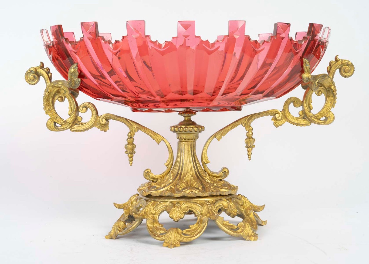 Une belle coupe en cristal et base en bronze doré, époque XIXème siècle -photo-4