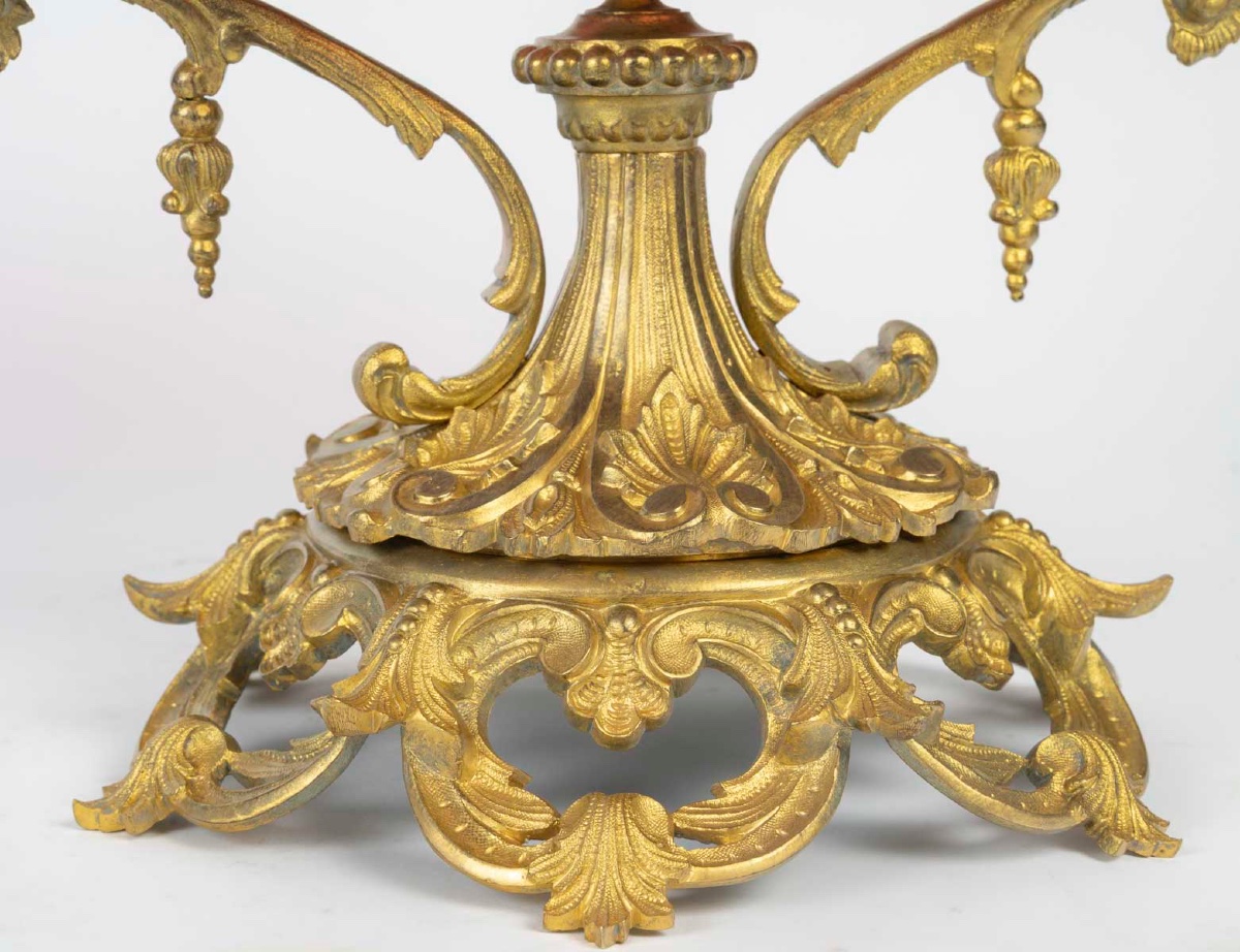 Une belle coupe en cristal et base en bronze doré, époque XIXème siècle -photo-2