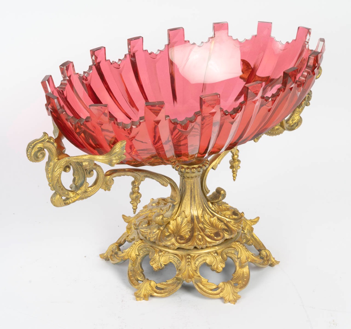 Une belle coupe en cristal et base en bronze doré, époque XIXème siècle -photo-5