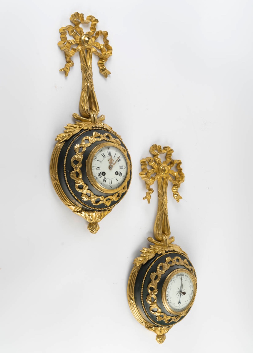 A Pair Of Ormolu Wall Sconces And A Barometer, Late 19th Century-photo-4