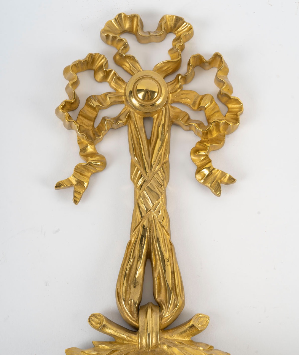 A Pair Of Ormolu Wall Sconces And A Barometer, Late 19th Century-photo-2