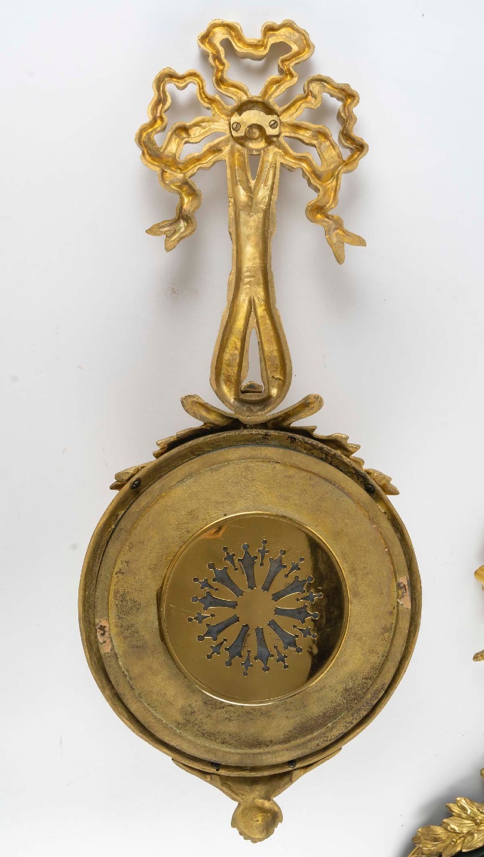 A Pair Of Ormolu Wall Sconces And A Barometer, Late 19th Century-photo-8