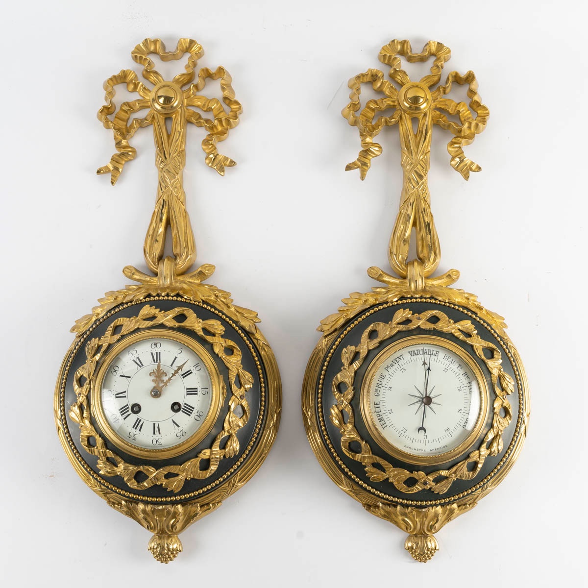 A Pair Of Ormolu Wall Sconces And A Barometer, Late 19th Century
