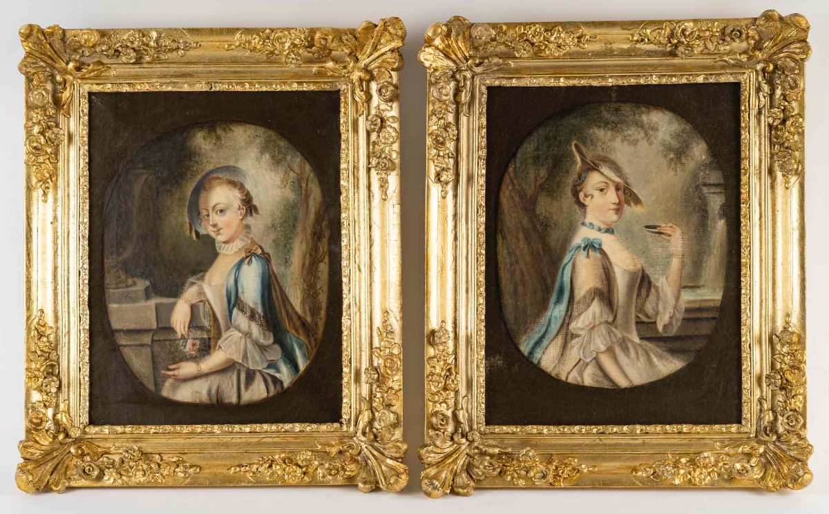 Portraits XVIIIème Siècle - A Pair Of Paintings Oil On Canvas XVIIIème Siècle-photo-1
