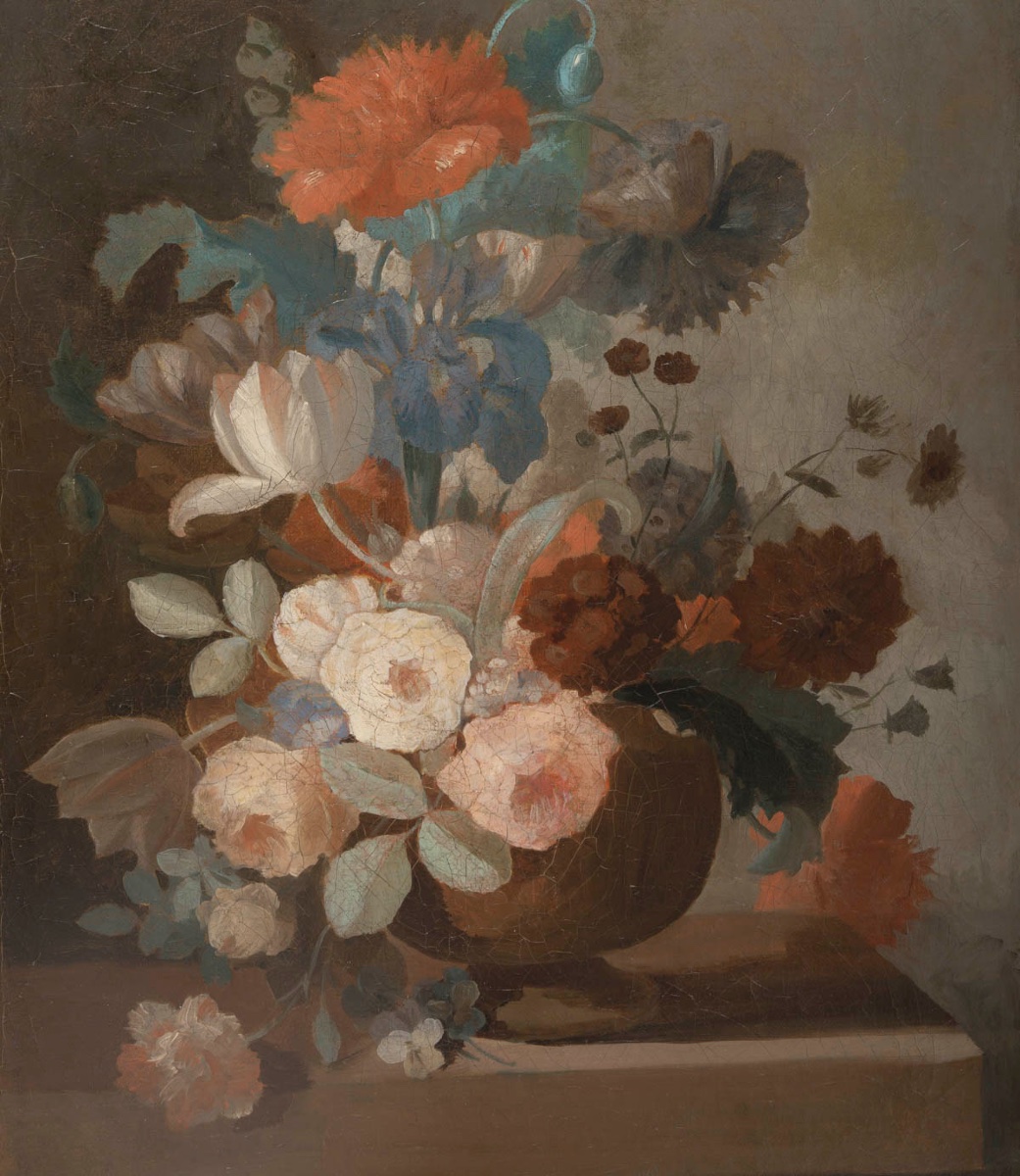 Nature morte aux fleurs – Huile sur toile, École française du XIXᵉ siècle-photo-2