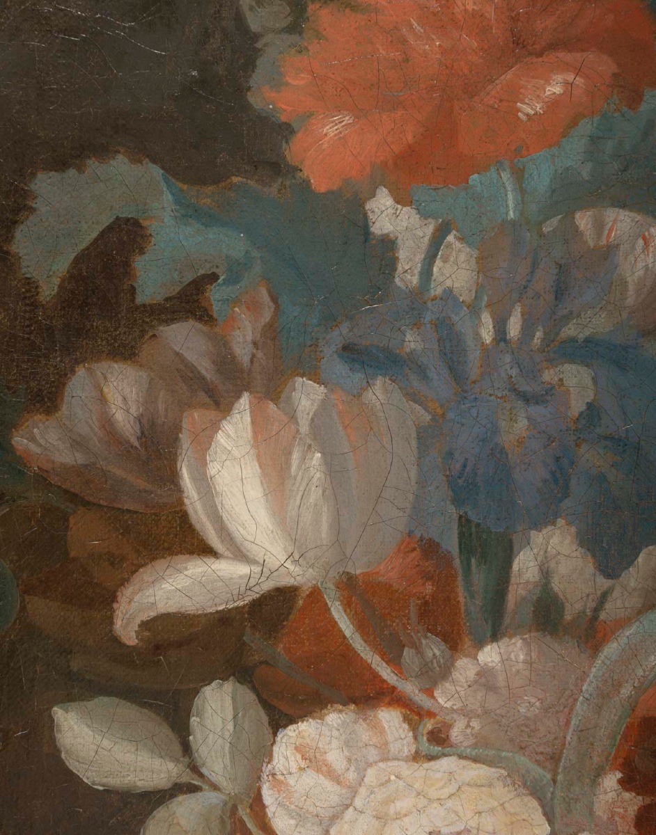 Nature morte aux fleurs – Huile sur toile, École française du XIXᵉ siècle-photo-7