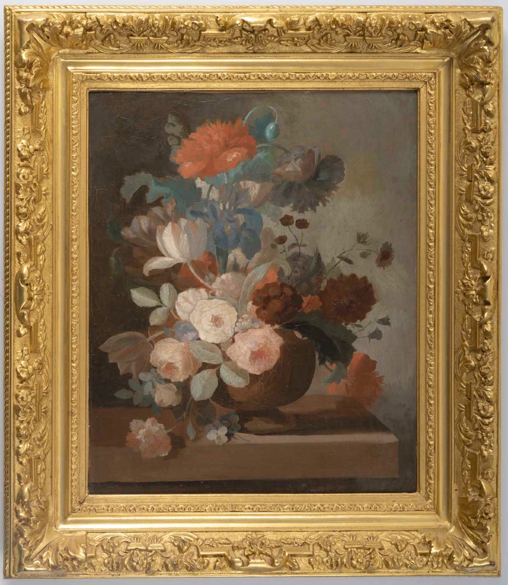Nature morte aux fleurs – Huile sur toile, École française du XIXᵉ siècle