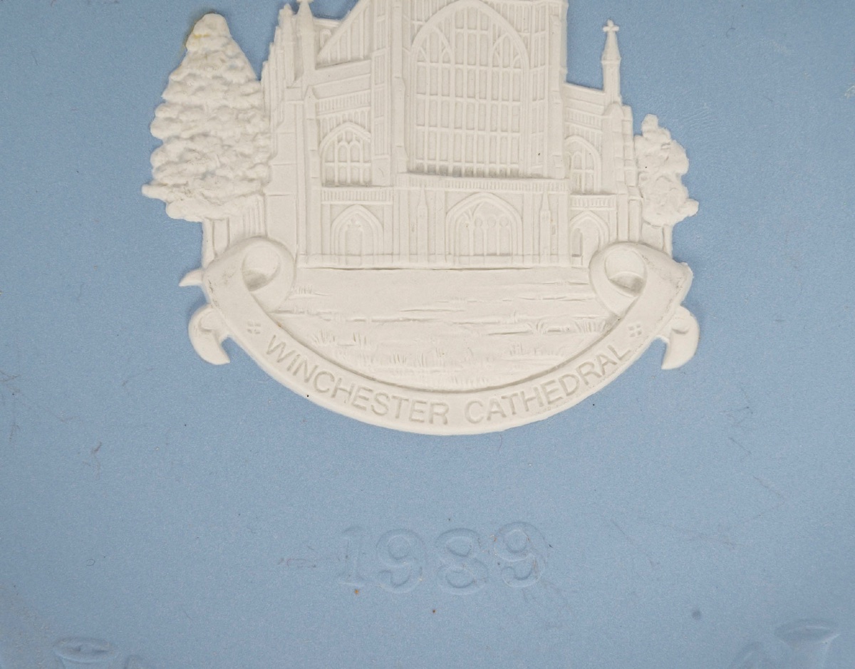 Wedgwood - Christmas 1989 Commemorative Platter In Blue Jasperware-photo-4