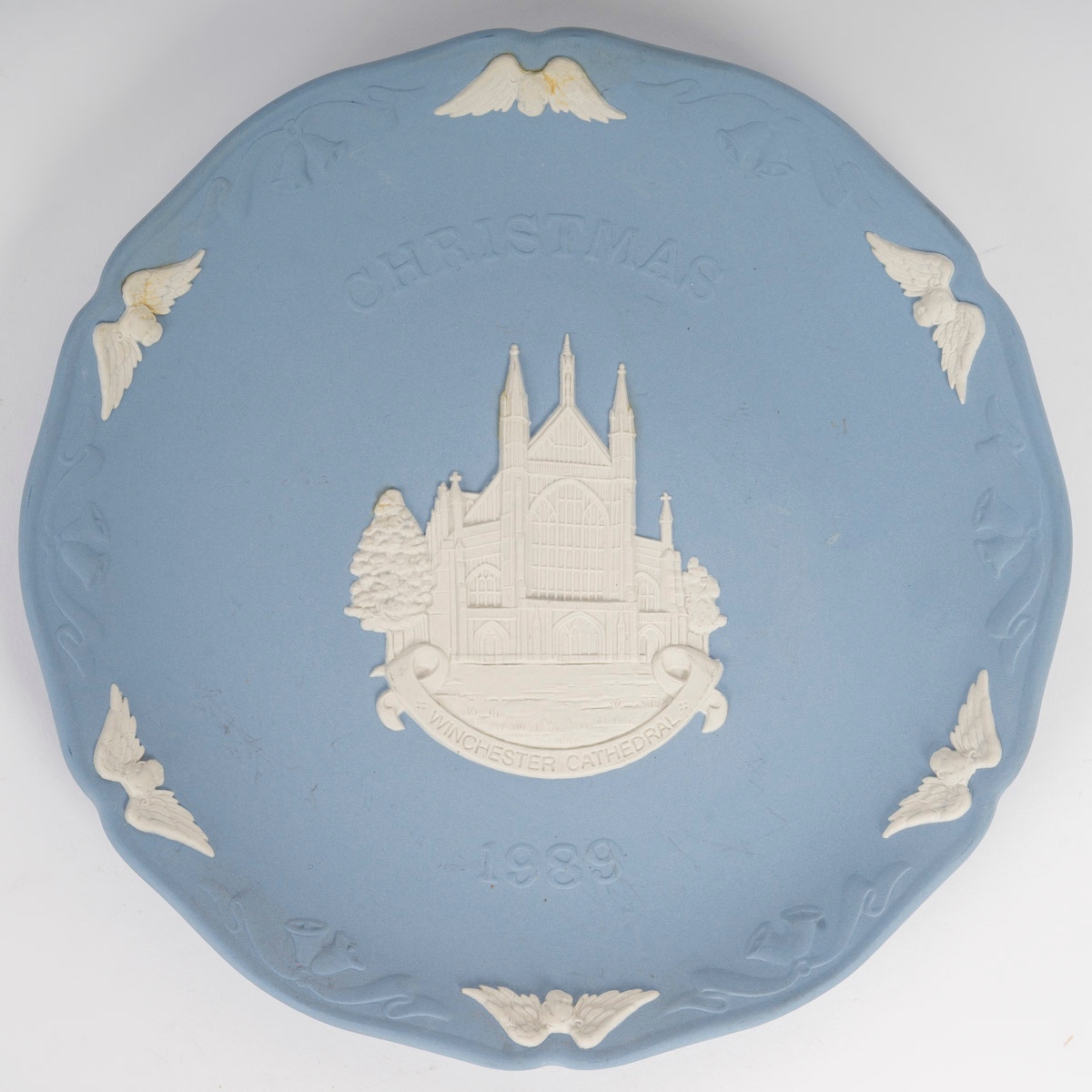 Wedgwood - Christmas 1989 Commemorative Platter In Blue Jasperware