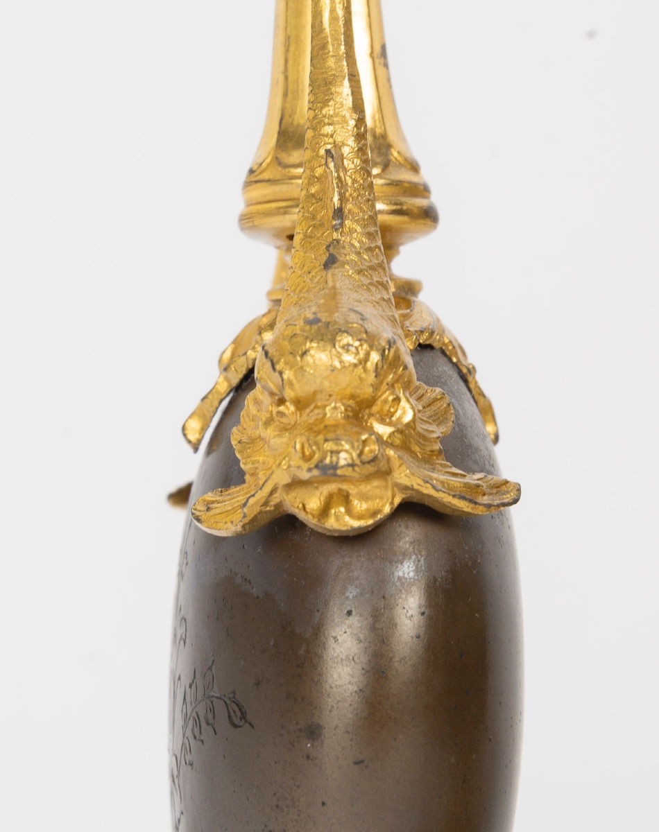 Paire de vases en bronze à double patine, modèle de Barbedienne, fin du XIXᵉ siècle-photo-4