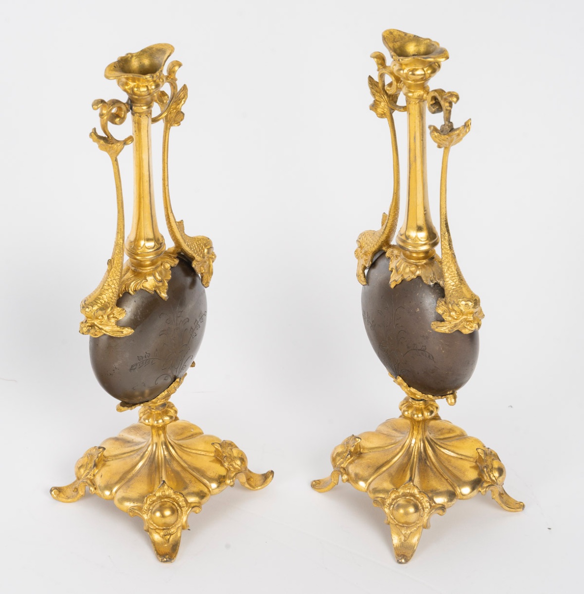Paire de vases en bronze à double patine, modèle de Barbedienne, fin du XIXᵉ siècle-photo-6