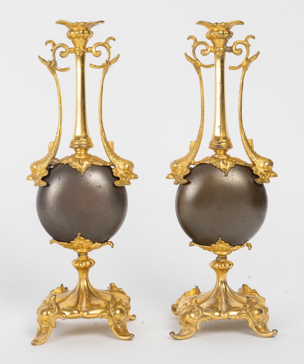 Paire de vases en bronze à double patine, modèle de Barbedienne, fin du XIXᵉ siècle-photo-8