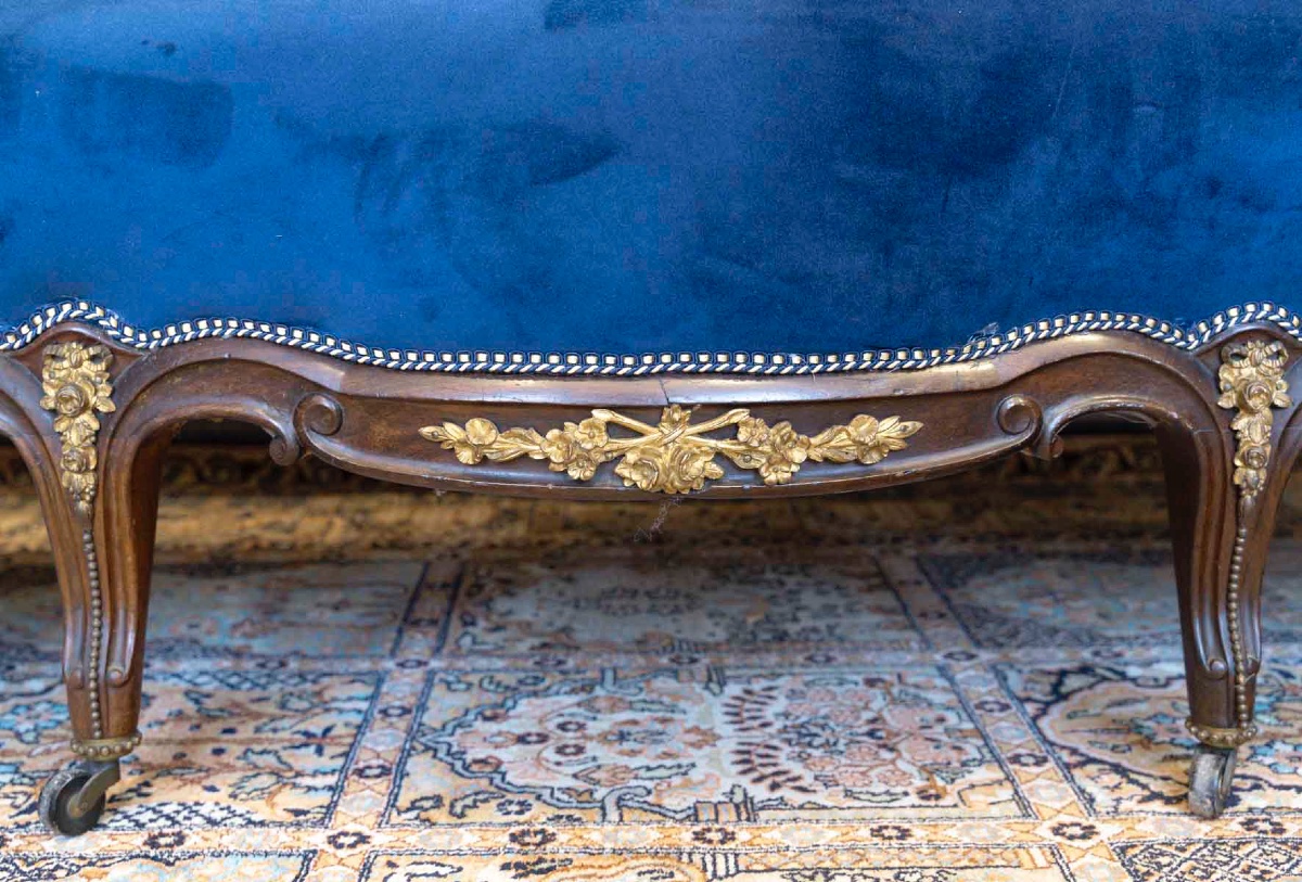 Napoleon III Salon Furniture In Solid Mahogany And Gilded Bronze-photo-3