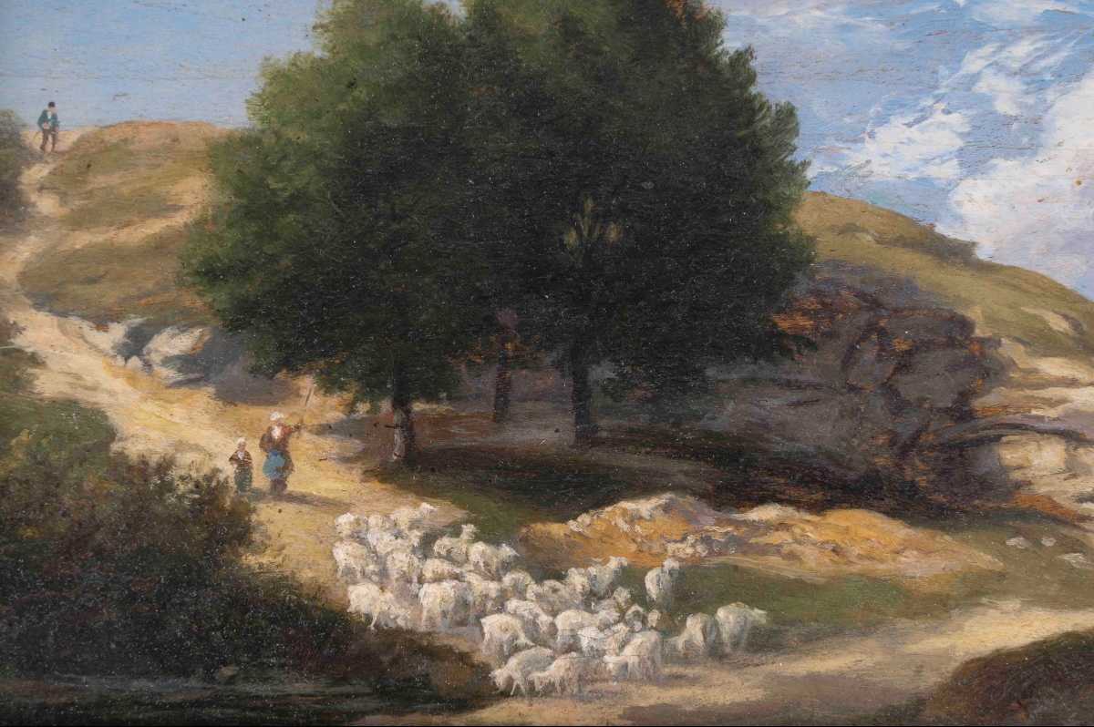 19th-century School  Pair Of Landscapes, Oil On Panel-photo-1