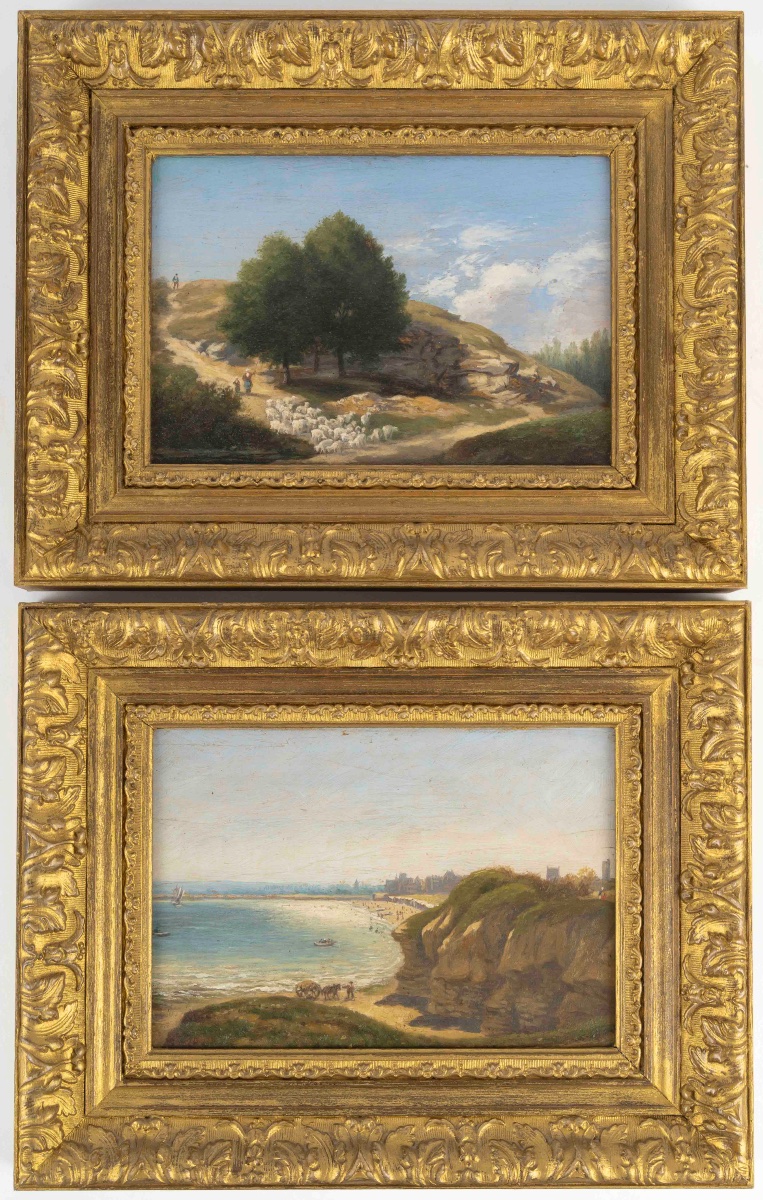 19th-century School  Pair Of Landscapes, Oil On Panel