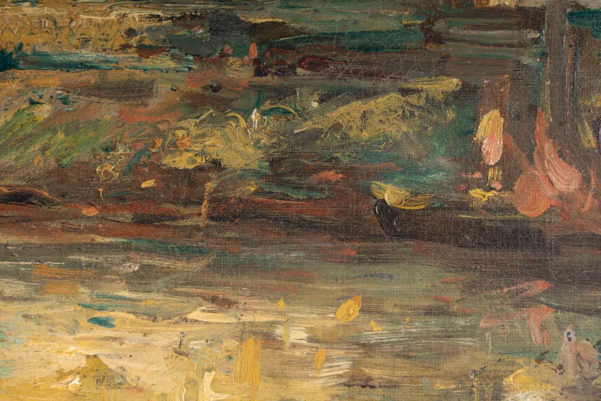 Oil On Canvas Depicting A View Of The Bosphorus  Late 19th -photo-2