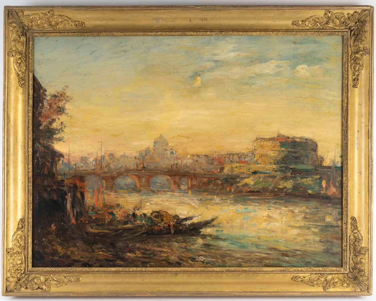 Oil On Canvas Depicting A View Of The Bosphorus  Late 19th 