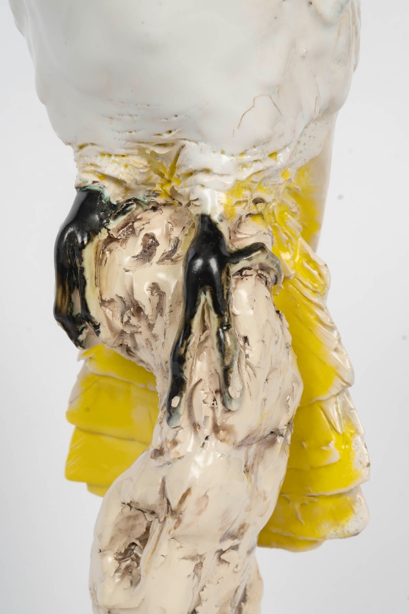 Sculpture de cacatoès en céramique polychrome  Carrieri – milieu du XXᵉ -photo-1