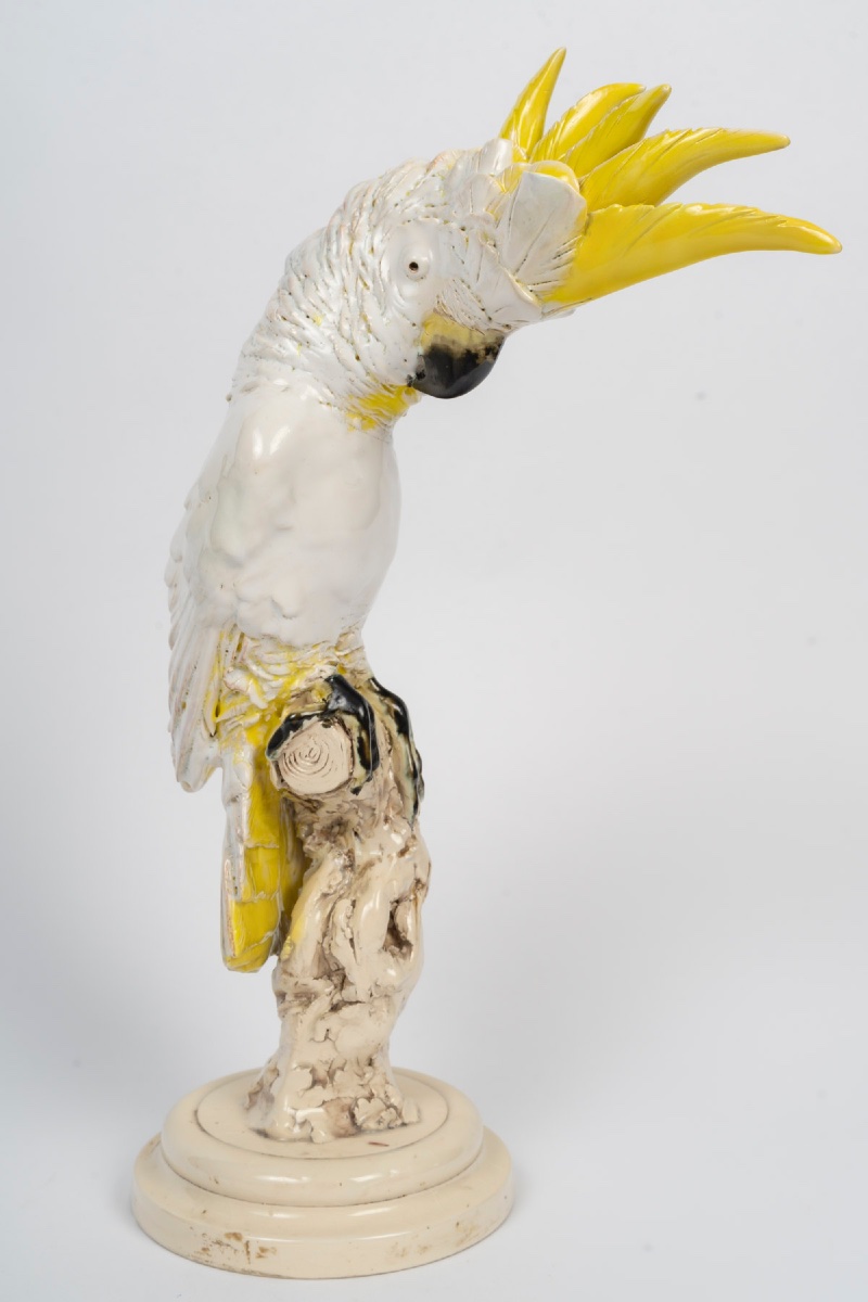 Sculpture de cacatoès en céramique polychrome  Carrieri – milieu du XXᵉ -photo-3