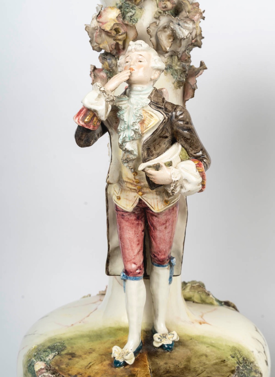 Pair Of Polychrome Porcelain Vases – Late 19th Century-photo-3