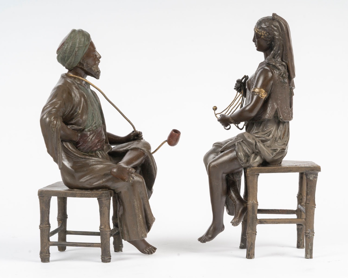 Paire de sculptures orientalistes dans le goût de Louis Hottot – Fin du XIXᵉ siècle-photo-2