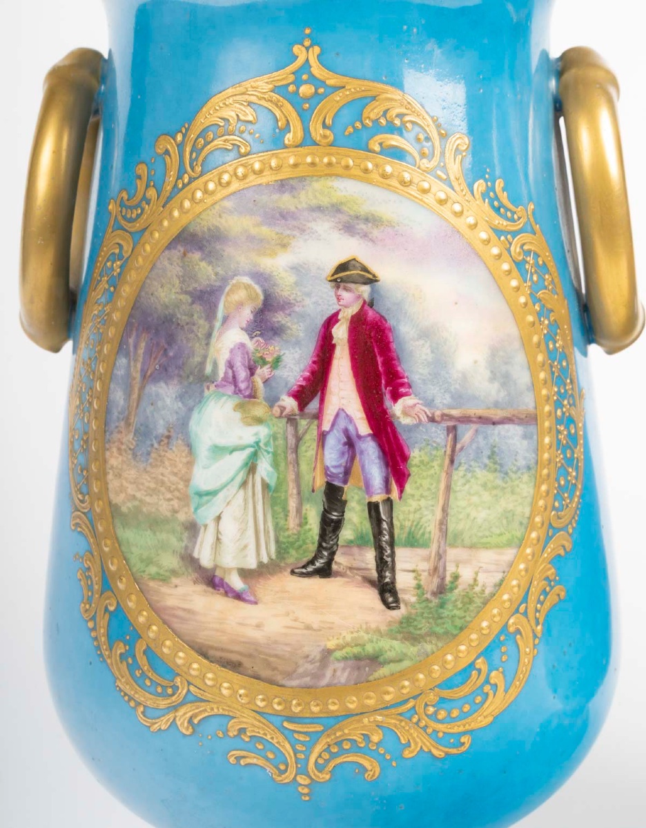 Pair Of Porcelain Urns In The Sèvres Style – Late 19th Century-photo-2