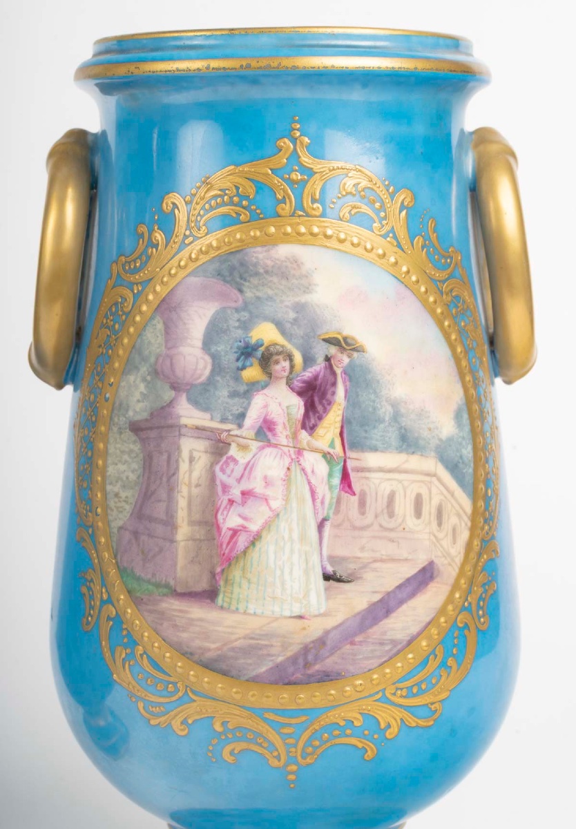 Pair Of Porcelain Urns In The Sèvres Style – Late 19th Century-photo-3