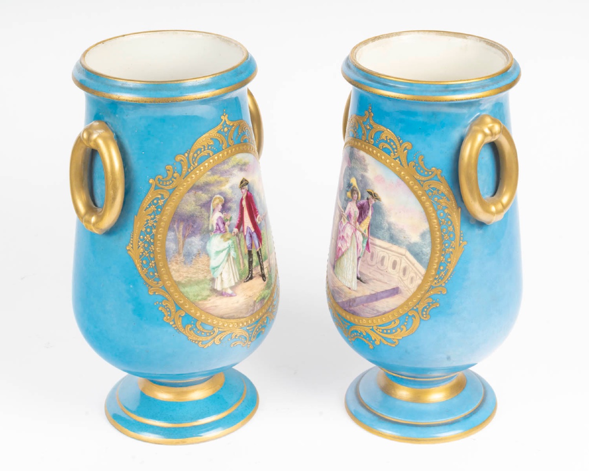 Pair Of Porcelain Urns In The Sèvres Style – Late 19th Century-photo-4