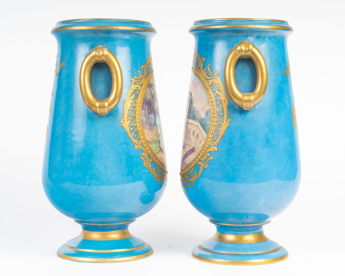 Pair Of Porcelain Urns In The Sèvres Style – Late 19th Century-photo-1
