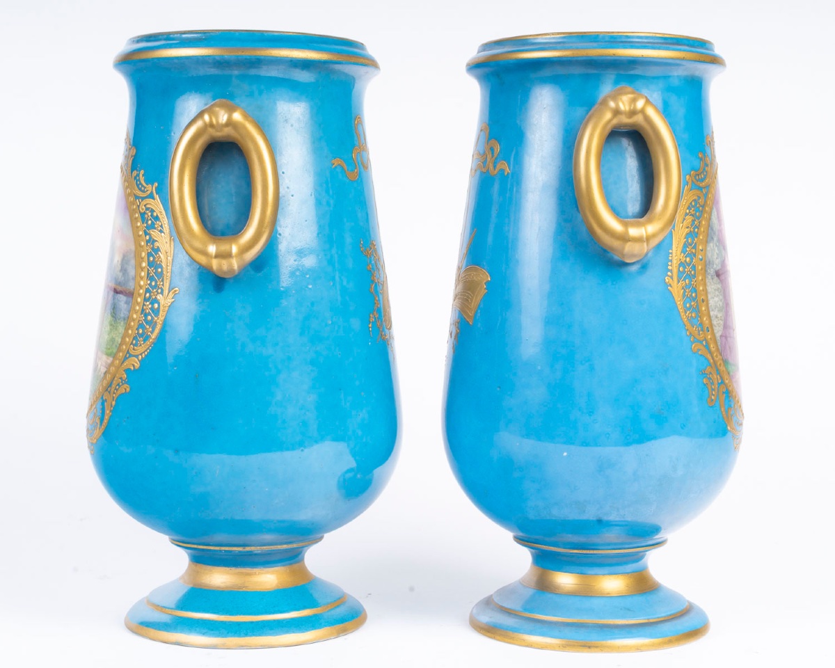 Pair Of Porcelain Urns In The Sèvres Style – Late 19th Century-photo-3