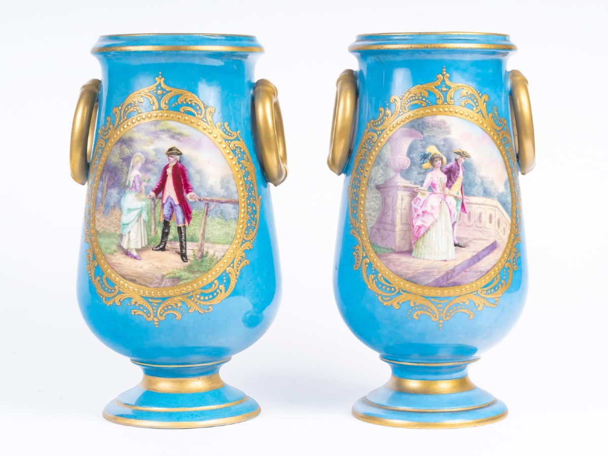 Pair Of Porcelain Urns In The Sèvres Style – Late 19th Century