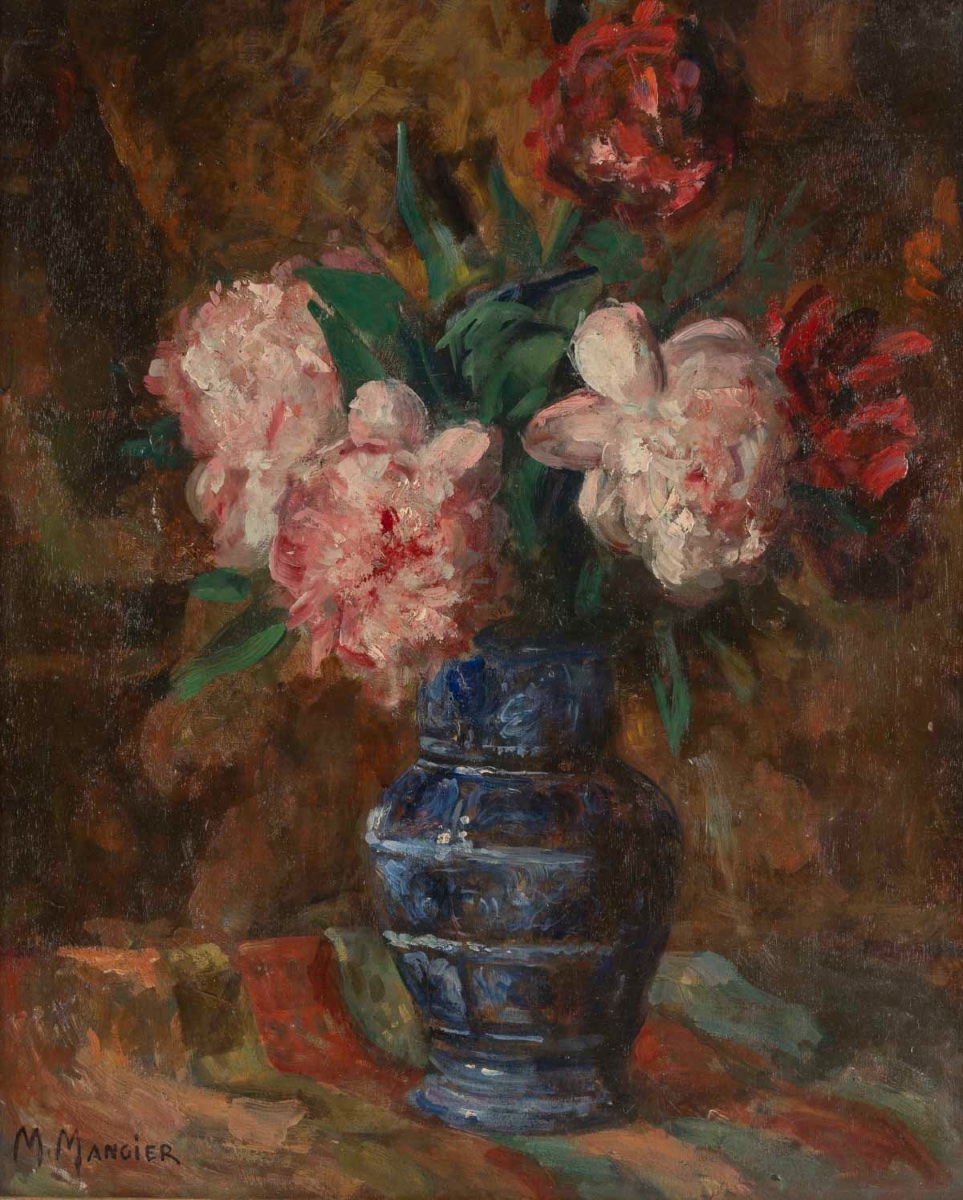 Marius Mangier – Nature morte au vase fleuri – Vers 1900-1920-photo-2