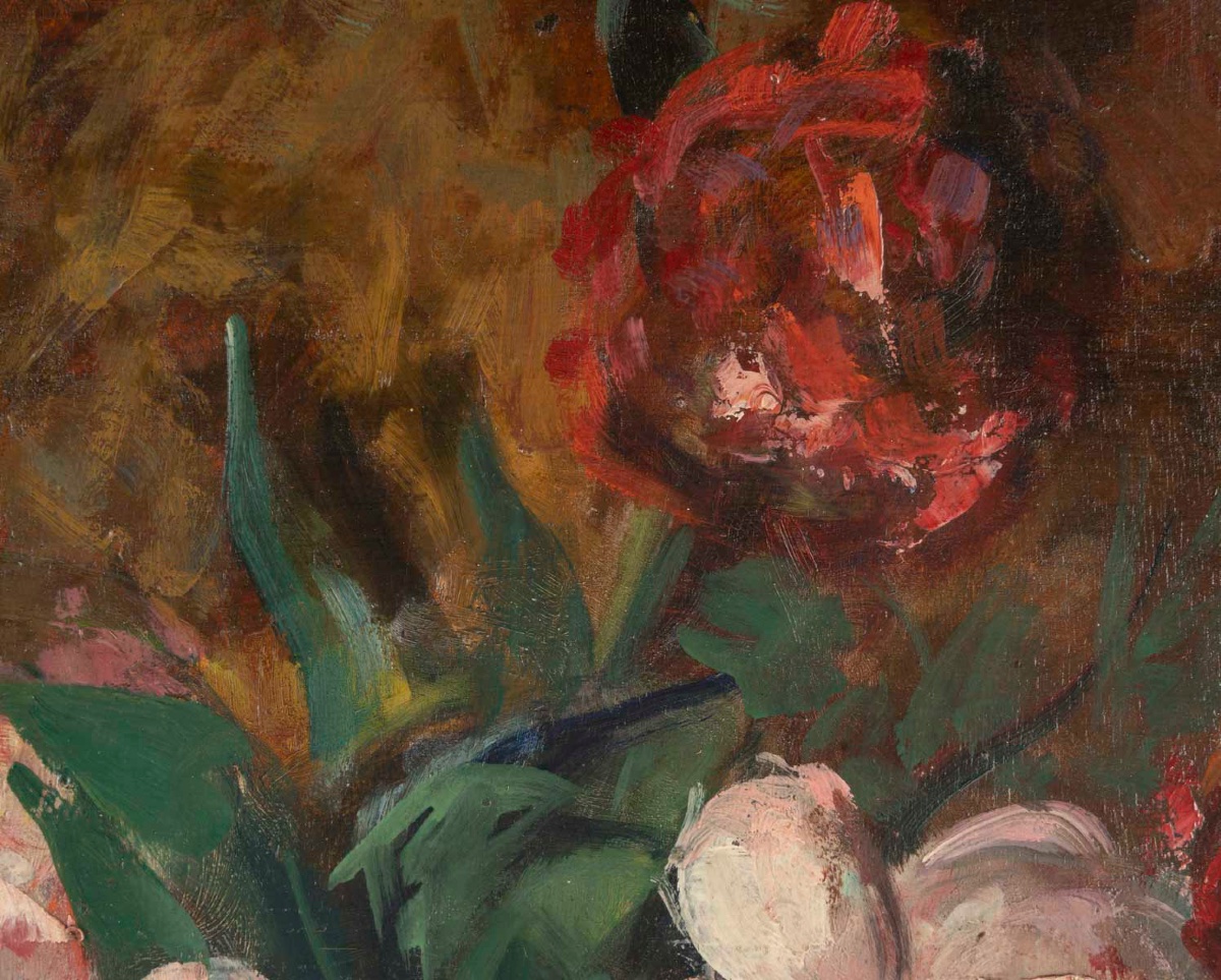 Marius Mangier – Nature morte au vase fleuri – Vers 1900-1920-photo-3