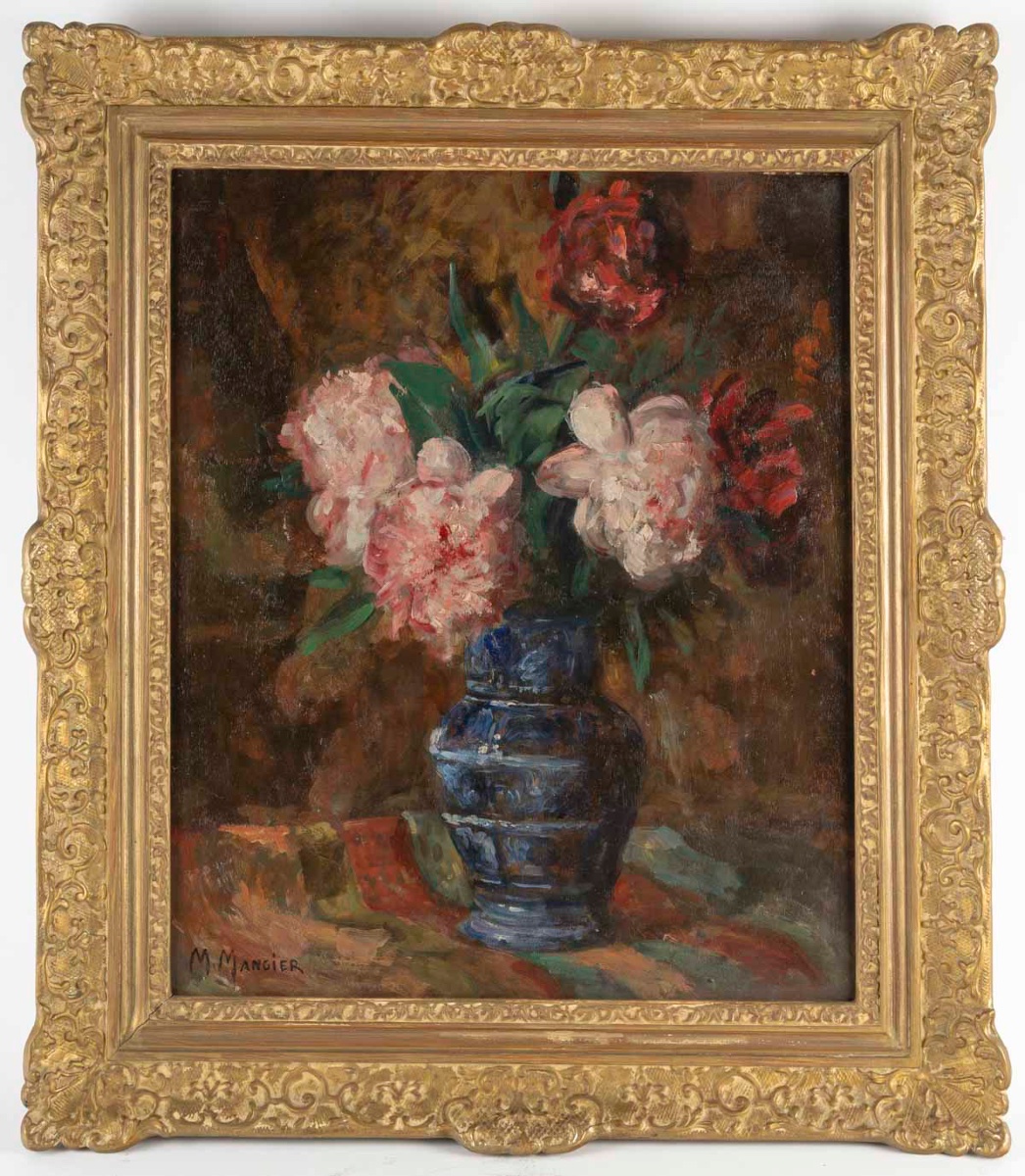 Marius Mangier – Nature morte au vase fleuri – Vers 1900-1920