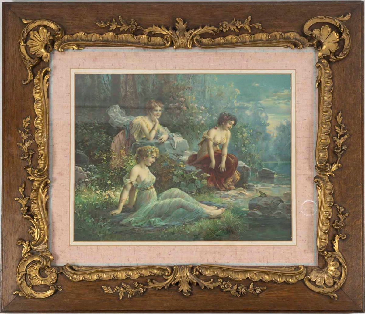 Pair Of Hand-colored Engravings Enhanced With Watercolor Napoleonic III Era, Circa 1860–1870-photo-3