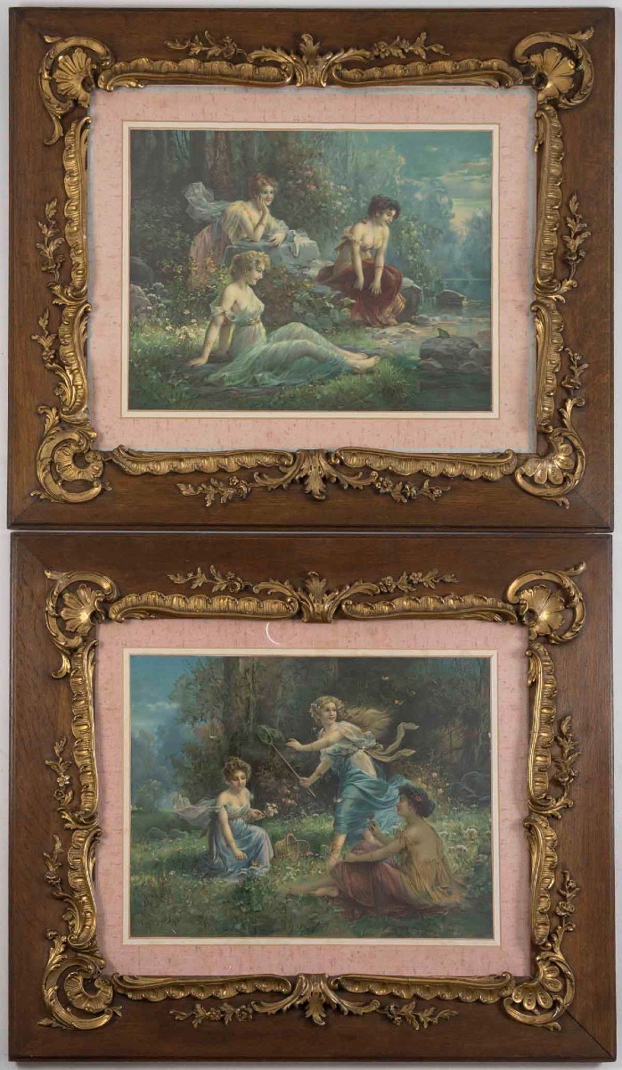 Pair Of Hand-colored Engravings Enhanced With Watercolor Napoleonic III Era, Circa 1860–1870