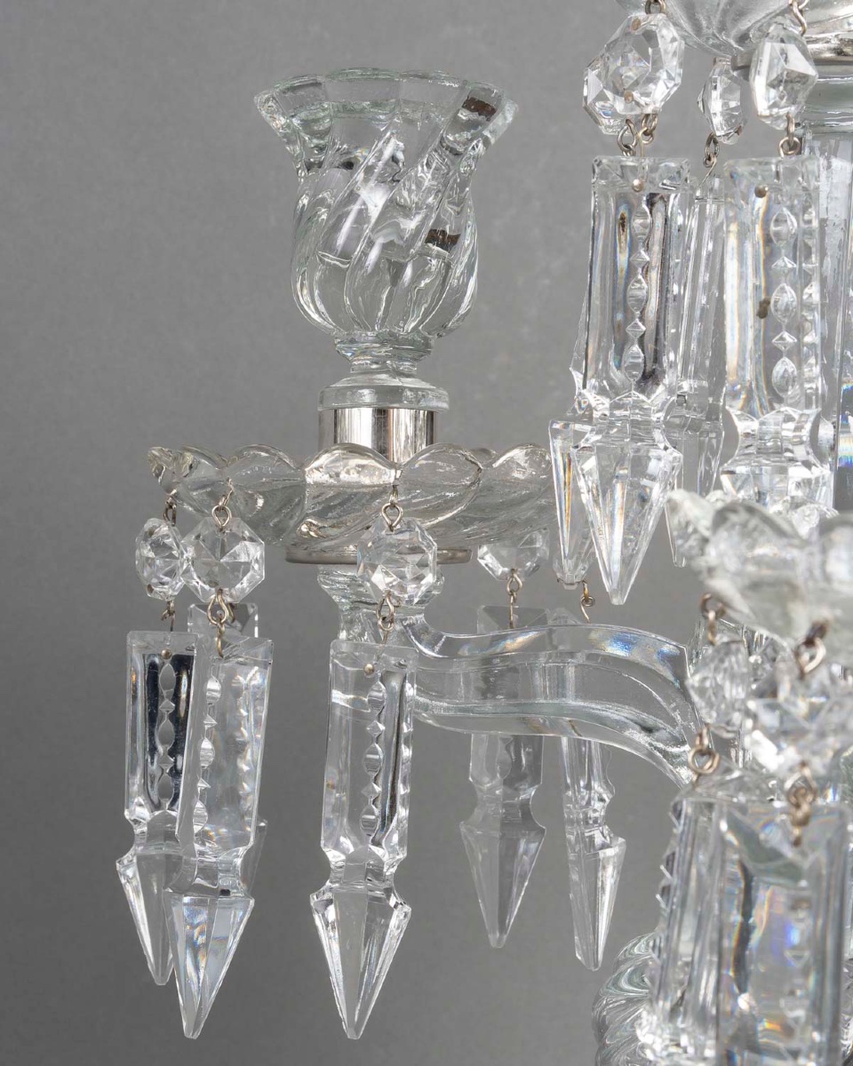 Paire de girandoles à cinq lumières en cristal moulé, France, XXᵉ siècle-photo-2