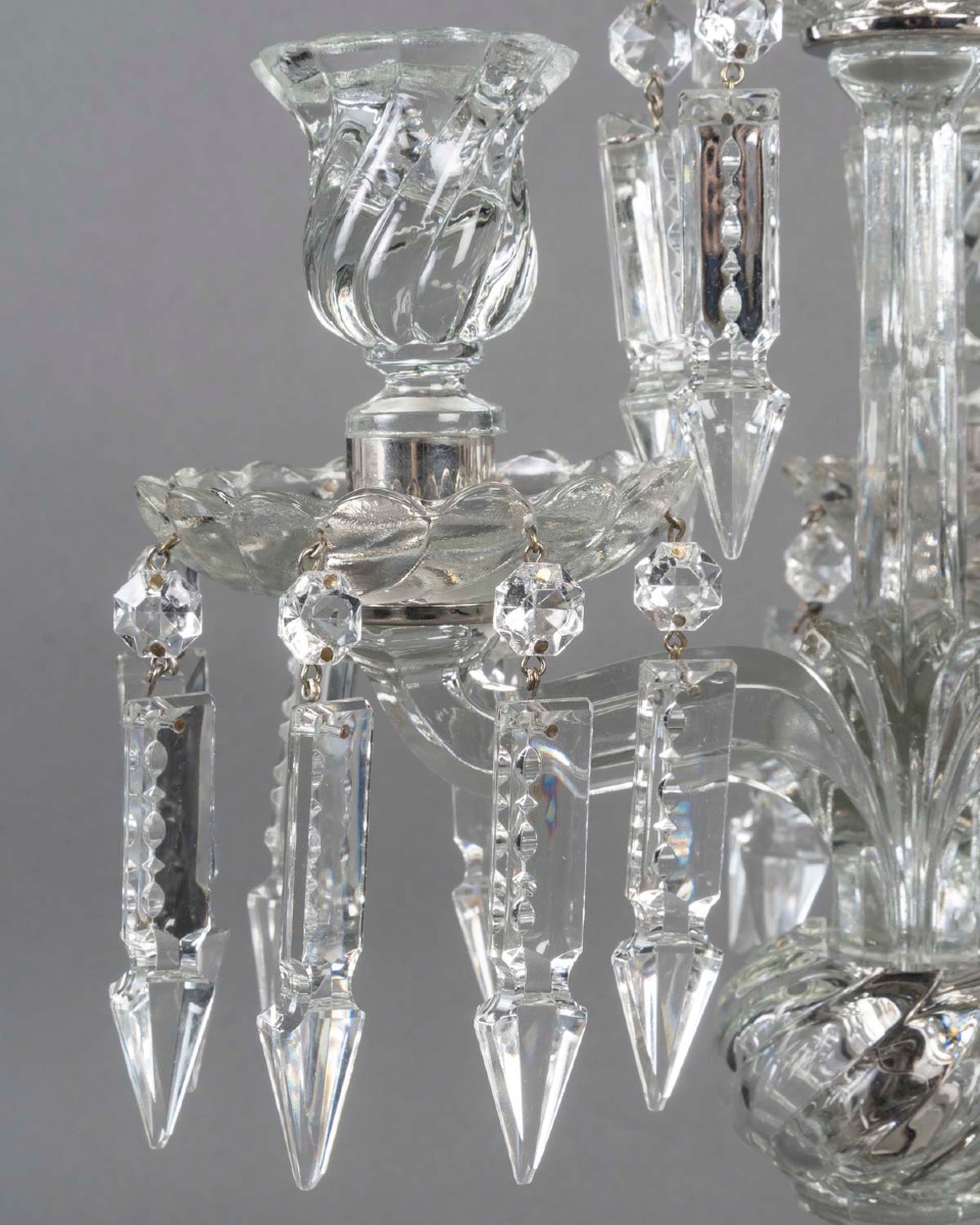 Paire de girandoles à cinq lumières en cristal moulé, France, XXᵉ siècle-photo-1