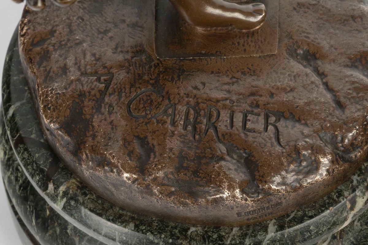 Bronze With A Brown Patina, A. Carrier, Cast By V. Colin & Cie, Paris, Late 19th Century-photo-1