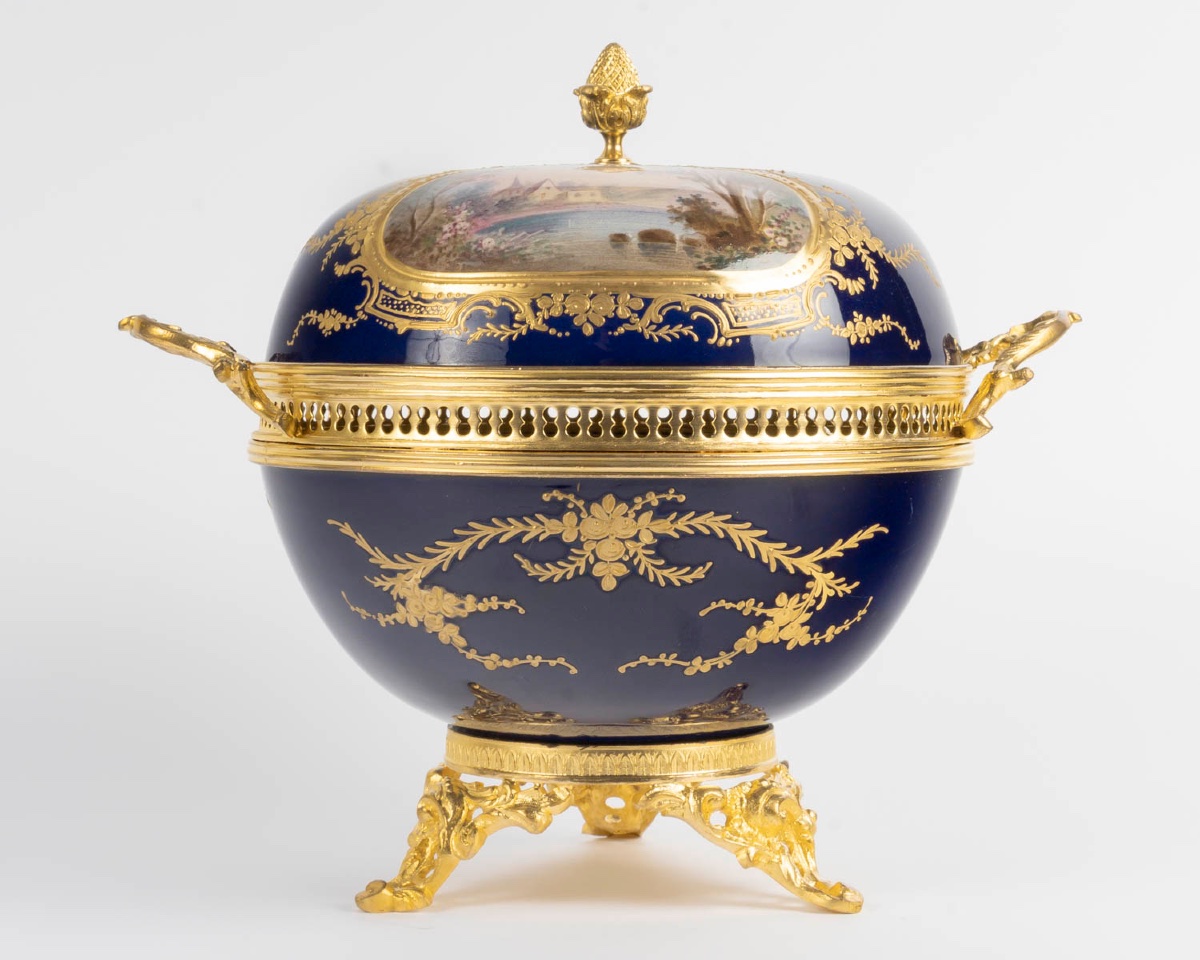 Sèvres-style Candy Dish Made Of Earthenware, Late 19th Century-photo-2