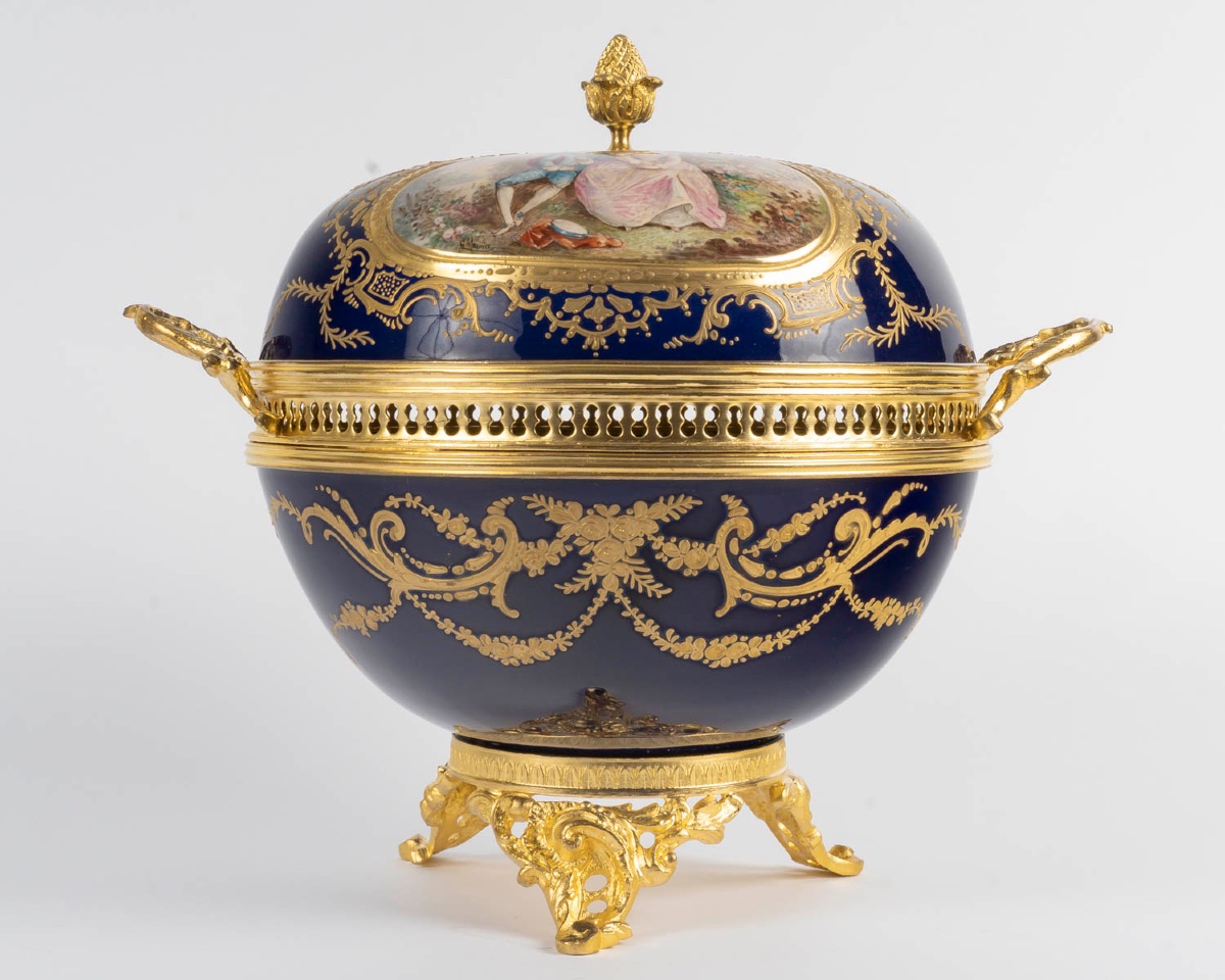 Sèvres-style Candy Dish Made Of Earthenware, Late 19th Century-photo-3