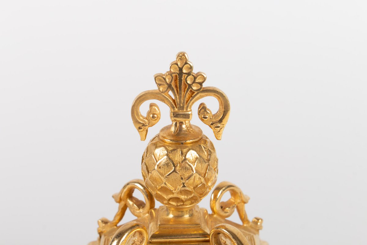 Encrier En Bronze Doré à Décor De Chimères, époque Napoléon III-photo-2